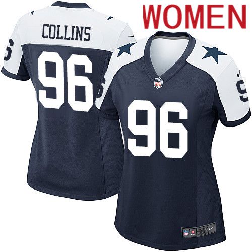 Women Dallas Cowboys #96 Maliek Collins Nike Navy Alternate Game Team NFL Jersey->women nfl jersey->Women Jersey